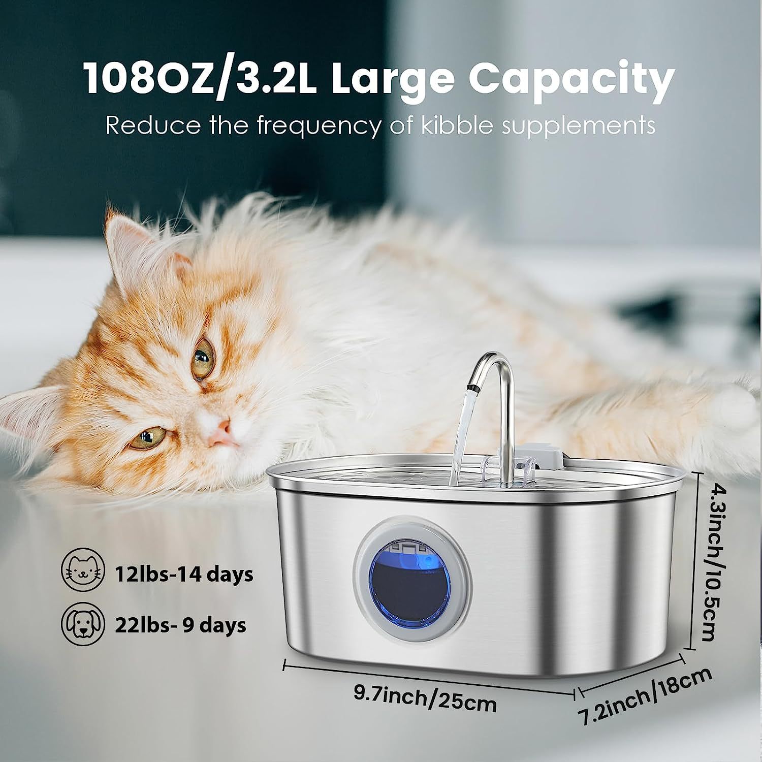 Pet Stainless Steel Electric Water Fountain — Multi-Plug + Filter Bundles