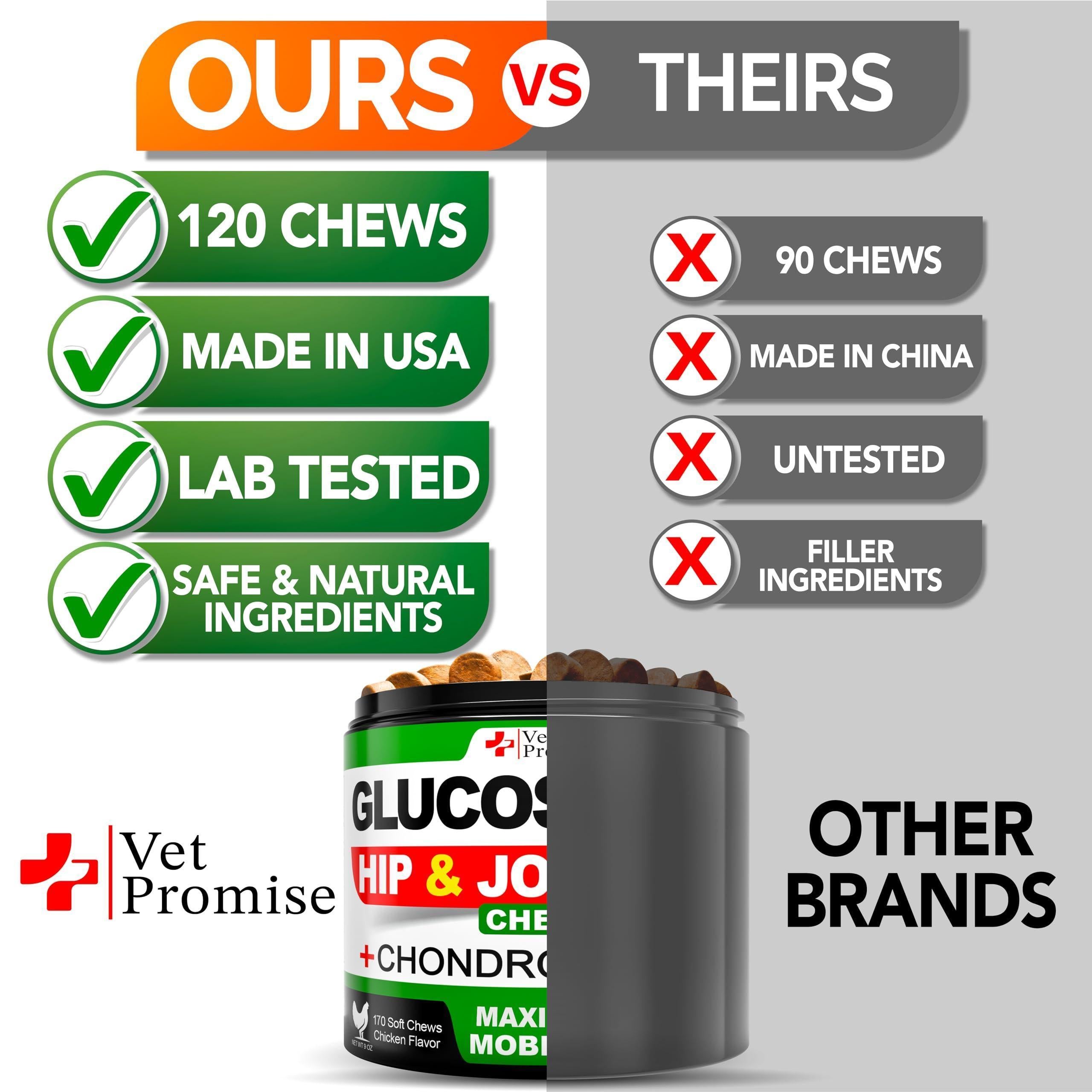 Glucosamine for Dogs 170 Mobility Chews Chondroitin MSM & Hemp