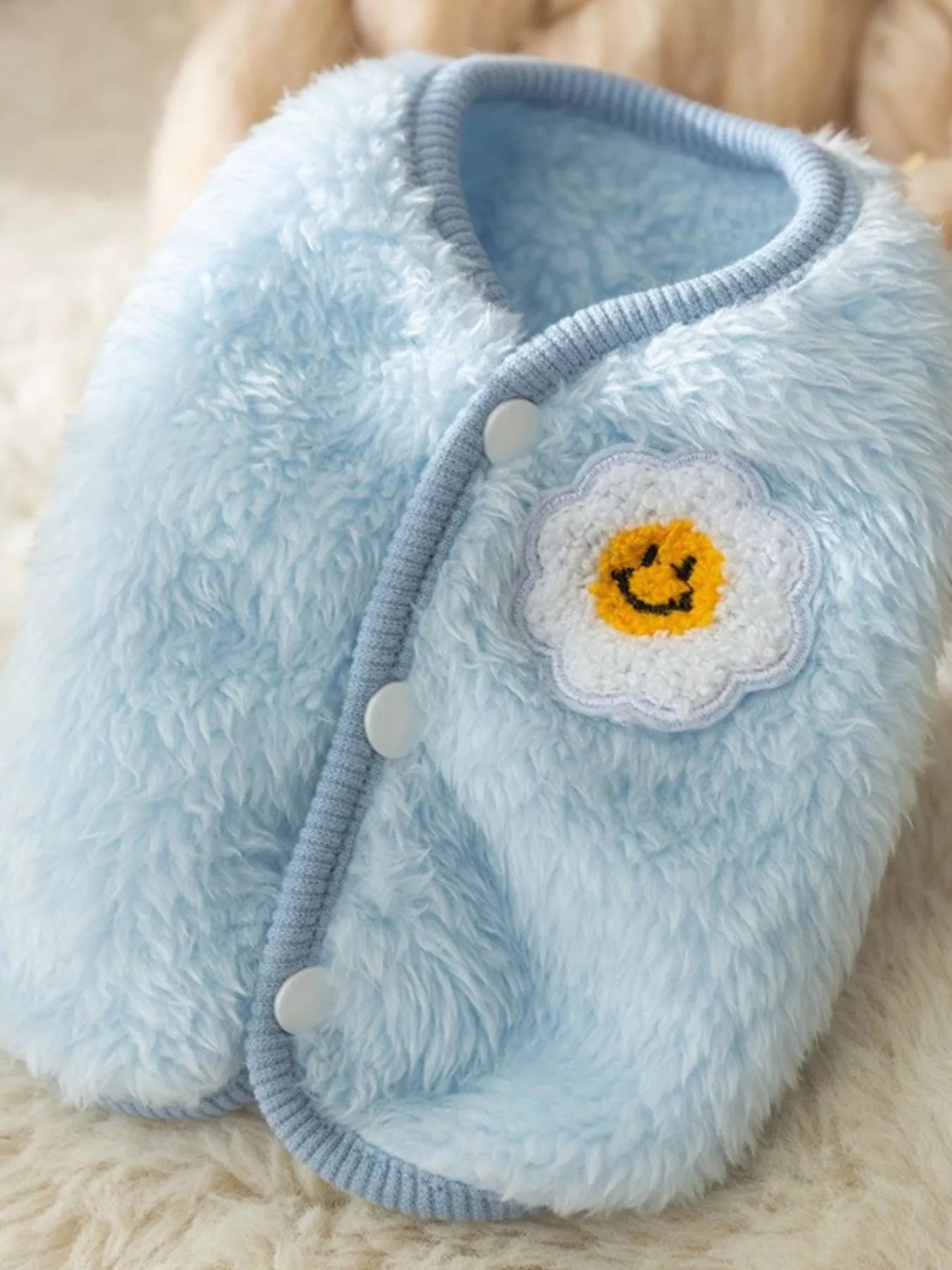 Cozy Plush Pet Sweater with Cute Patch