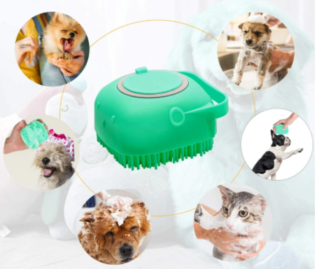Pet Dog Cat Silicone Back Shower Brush Soft Hair Massage Bathtub Scrub Artifact Bath Brush 2-in-1 Pet Massage Comb Soft Silicone Pet Shower Hair Grooming Comb Dog Cleaning Tool Pet Supplies Pet Brush Bath Massage Brush Shampoo Dispenser for Pet