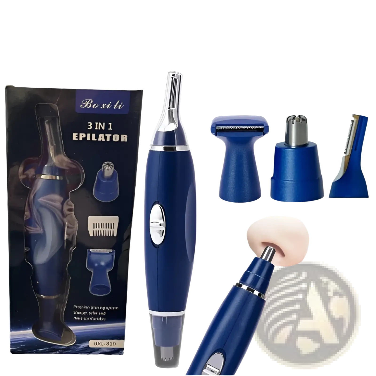 3-in-1 Electric Ear Nose and Pet Nail Trimmer Blue