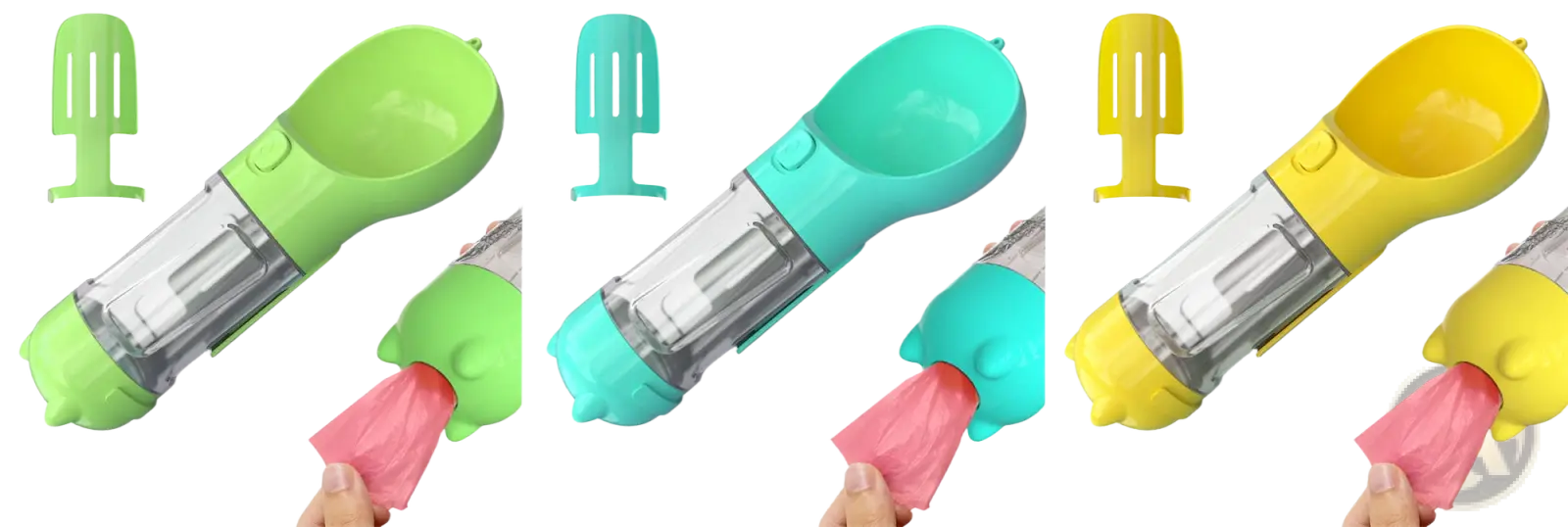 3-in-1 Portable Dog Water Bottle with Food and Bag Dispenser