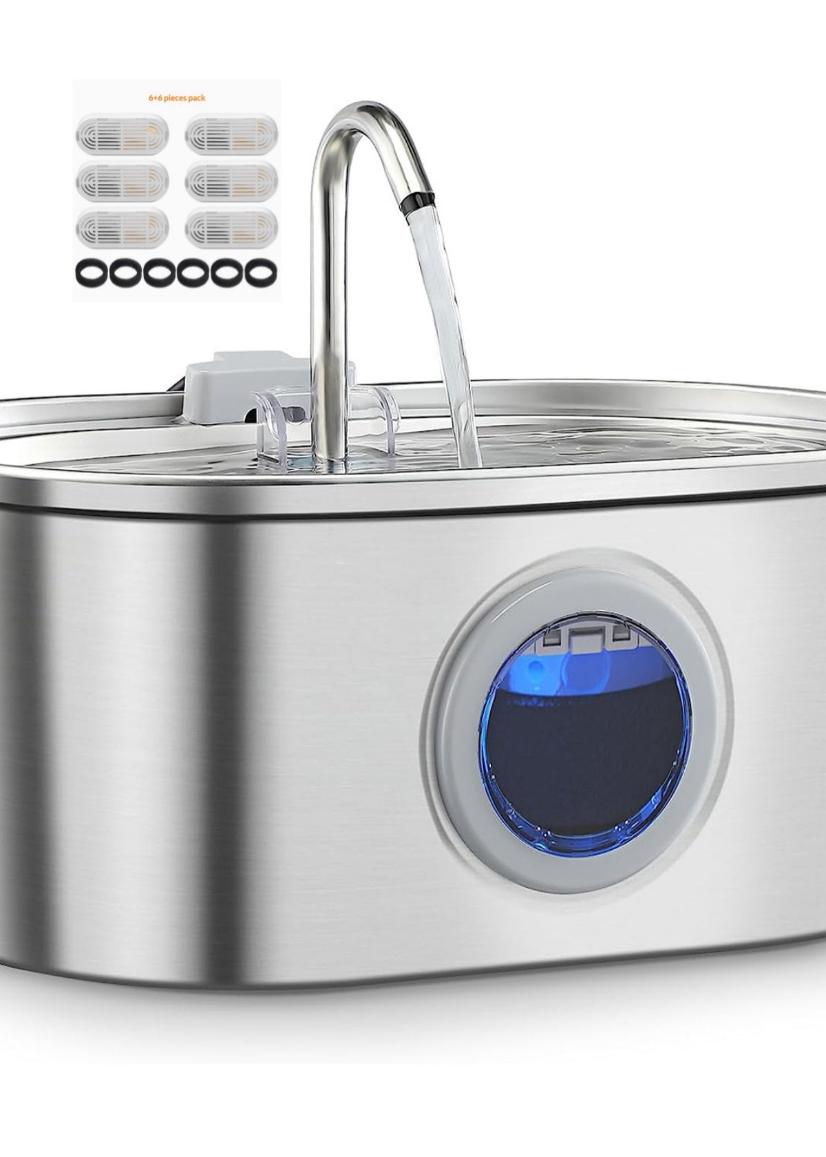 Pet Stainless Steel Electric Water Fountain — Multi-Plug + Filter Bundles