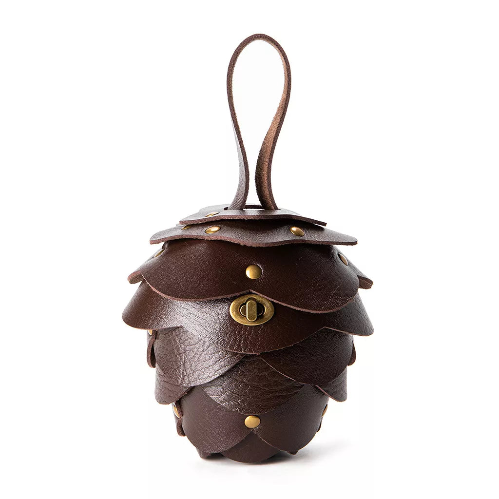 Acorn-Shaped Leather Petal Decor Pouch Bag