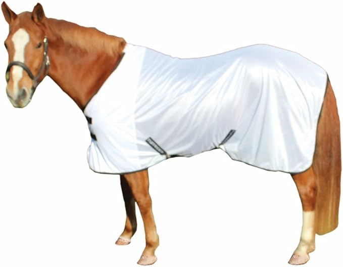 TuffRider Comfy Mesh Fly Sheet | UV Protection Horse Sheet, Standard Neck, 130 Grams Breathable Polyester Mesh - White - 48