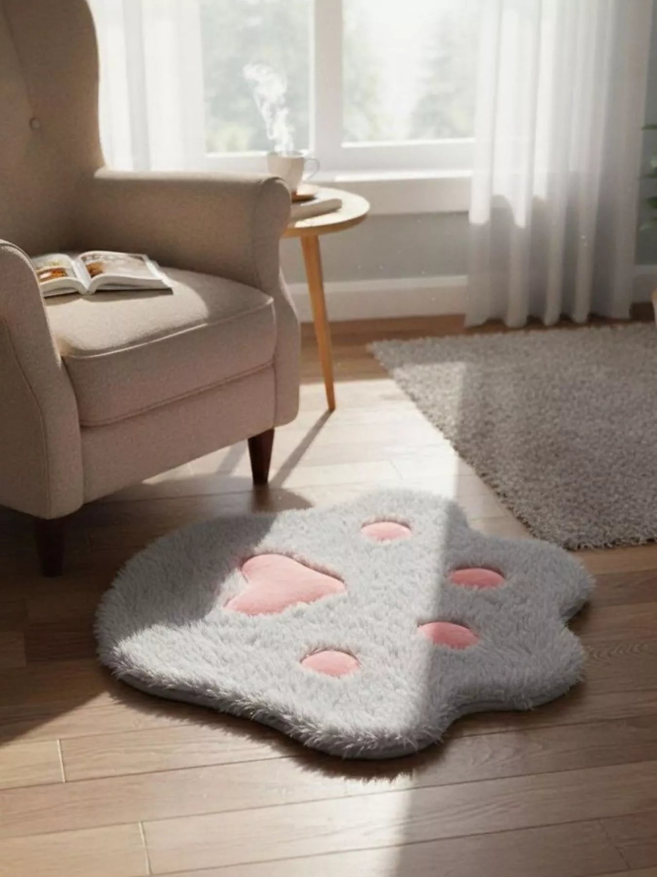 Cute Paw Shape Plush Pet Mat