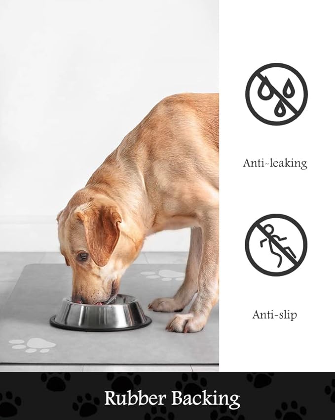 Pet Feeding Mat-Absorbent Dog Mat for Food and Water Bowl-No Stains Quick Dry Water Dispenser Mat-Dog Accessories Pet Supplies-Bowl for Messy Drinkers(LIGHTGREY,17"x28"