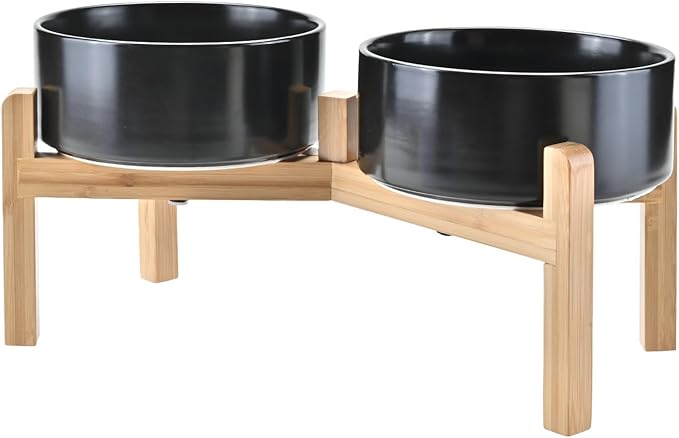 SPUNKYJUNKY Elevated Dog Bowls Ceramic, 7.3&