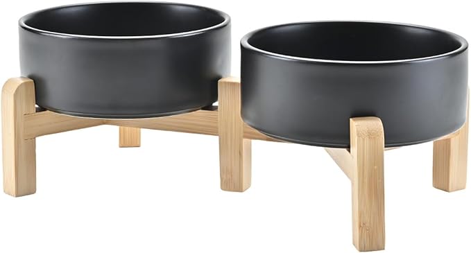 SPUNKYJUNKY Elevated Dog Bowls Ceramic, 5.1&