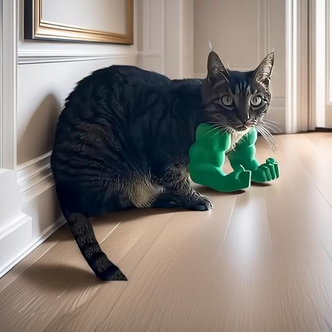Funny Cat Muscle Arm, 3D Print Cat Neck Arm with Muscles, Funny Pet Prop Boom Arm, for Kitten Birthday Party Supplies(Blue)