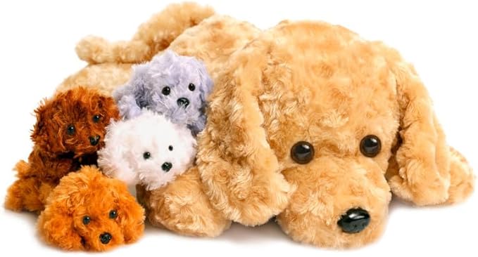 5 Pieces Dog Stuffed Animals for Girls,1 Mommy Dog with 4 Babies,Puppy Stuffed Animals Gifts for Girls 3 4 5 6 7 8 9 Years,Soft Plush Toys for Kids Christmas,Valentine&