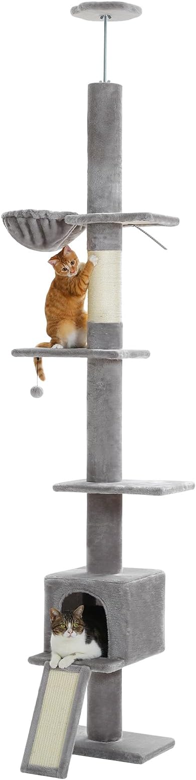 PEQULTI Floor to Ceiling Cat Tree, Tall Cat Tower, Adjustable Height (83&