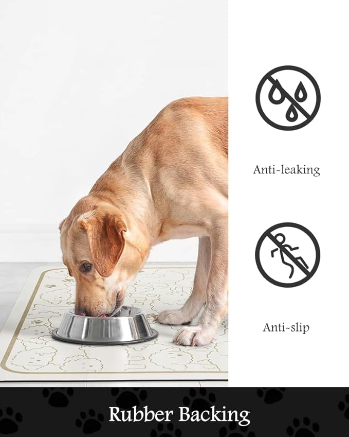 Pet Feeding Mat-Absorbent Dog Mat for Food and Water Bowl-No Stains Quick Dry Water Dispenser Mat-Dog Accessories Pet Supplies-Bowl for Messy Drinkers(FRAMEDOGS,23"x34"