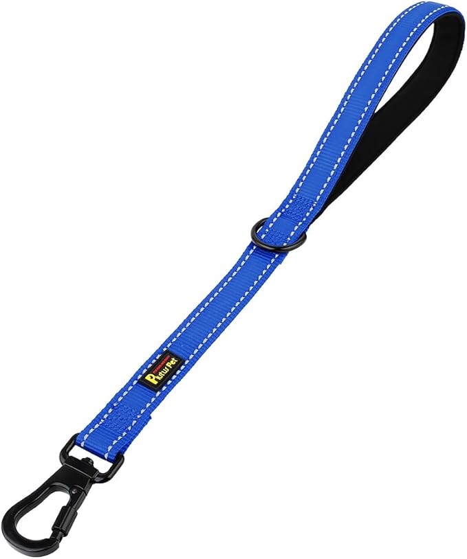 PLUTUS PET Short Training Dog Leash with Padded Handle for Medium Large Dogs,18 Inch Heavy Duty Strong Traffic Leash with Carabiner Clip for Climbing Walking or Guiding Blind(18”,Royal Blue)