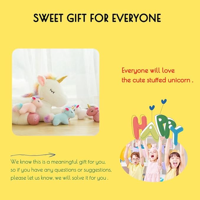 5 Pieces Unicorn Toys Stuffed Animals for Girls, 1 Mommy Unicorn with 4 Babies, Soft Plush Unicorn Toys Gifts for Girls 3 4 5 6 7 8 9 Years, Kids, Children, Christmas, Birthday, Valentine&