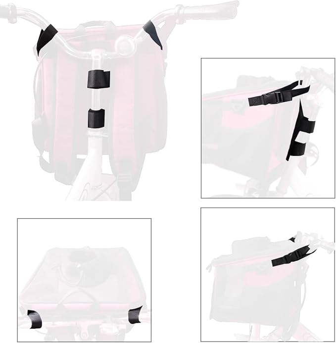 Pet Carrier Bicycle Basket Bag Pet Carrier/Booster Backpack for Dogs and Cats with Big Side Pockets,Comfy & Padded Shoulder Strap,Travel with Your Pet Safety(Pink Carnation)