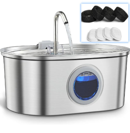 Pet Stainless Steel Electric Water Fountain — Multi-Plug + Filter Bundles