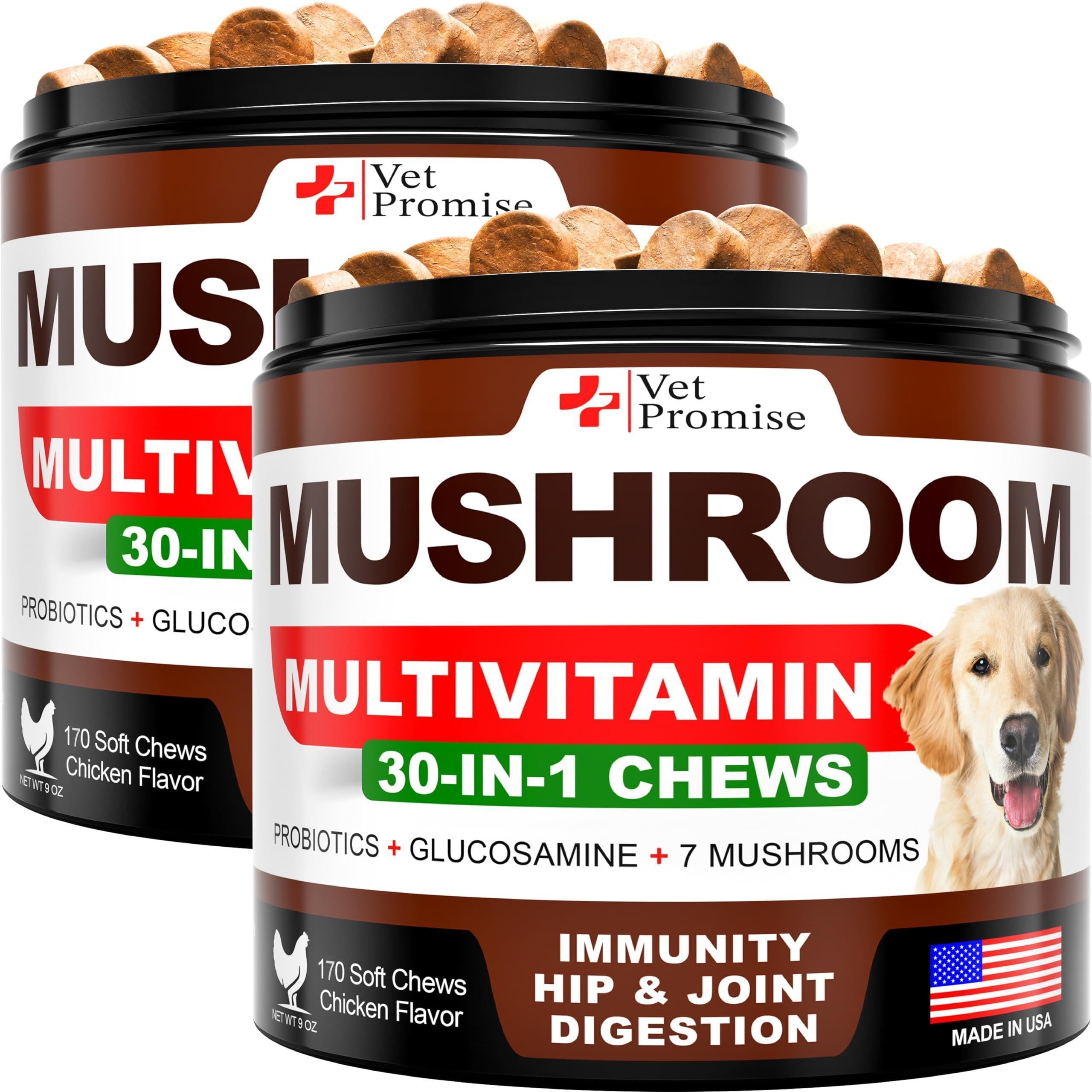 Mushroom Chews for Dogs 340 Count 2-Pack Turkey Tail Lion&