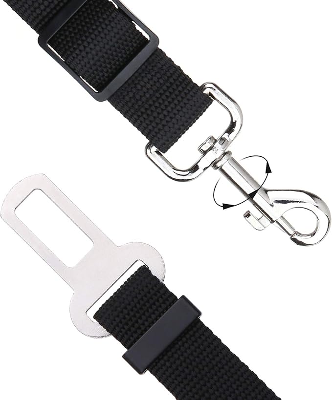 Elisel Elisel 2 Packs Adjustable Length Pet Dog Cat car seat Belt Pet seat Belt Pet Accessories for Dogs Cats and Pets (Black Pink)