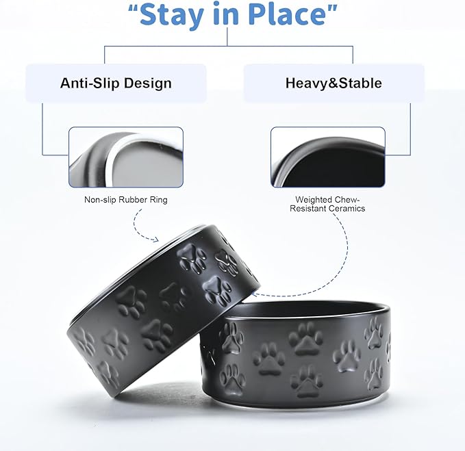 SPUNKYJUNKY Ceramic Dog Bowls 2 Pack, 8.3&