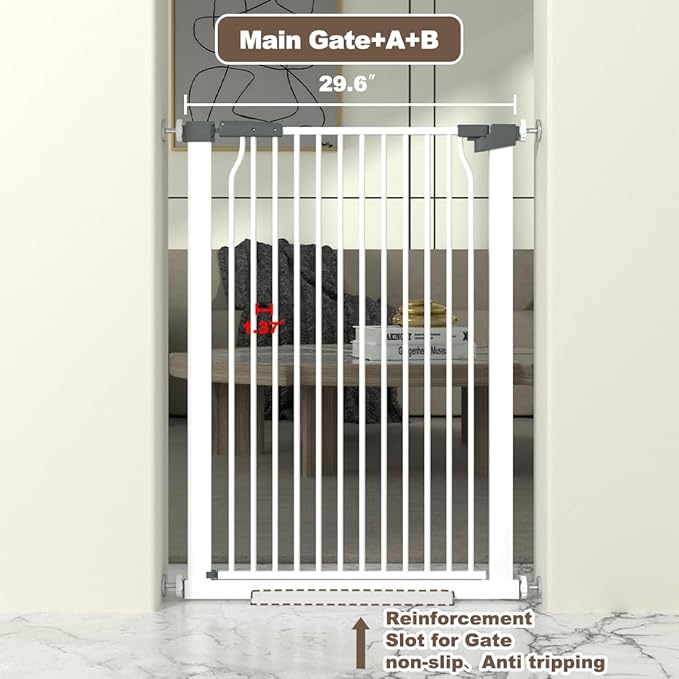 41" Extra Tall Cat Gate for Doorway, 29.6-32.5&