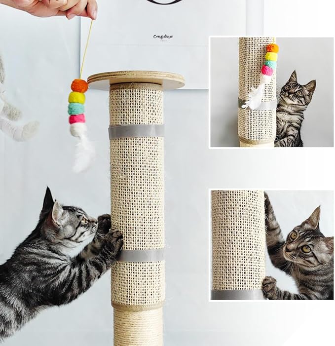 Cat Nail File Scratcher, Sisal Cat Scratch Pad Wrapped Around a Cat Scratcher Post or Cat Tower, Cat Nail File with 80 Aluminum Oxide Grit, to Help Protect Furniture and Help Trim Cat&