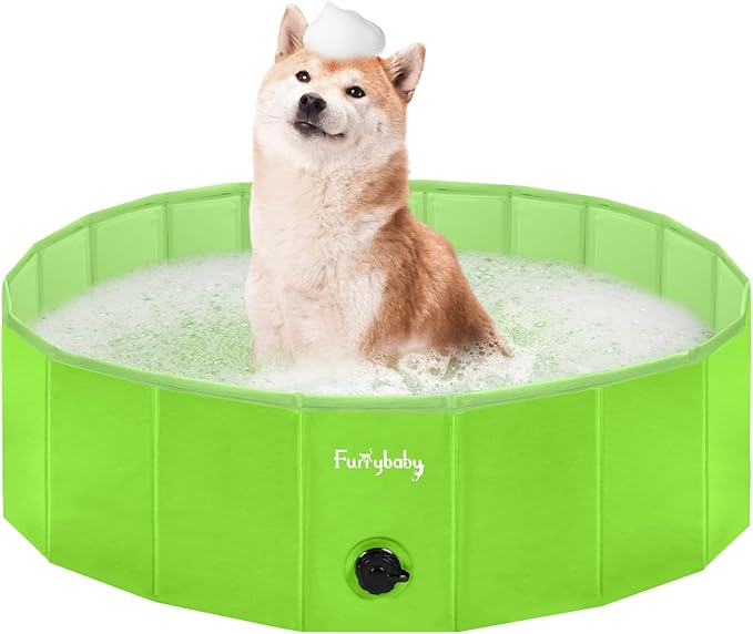 Furrybaby Dog Pool, Foldable Dog Pools for Large Dogs Portable Kiddie Pool Pet Doggie Wading Swimming PoolGreen 39&