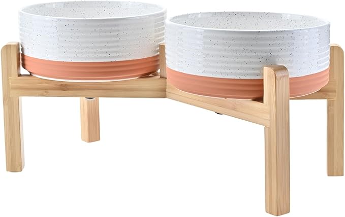 SPUNKYJUNKY Elevated Dog Bowls Ceramic, 7.3&