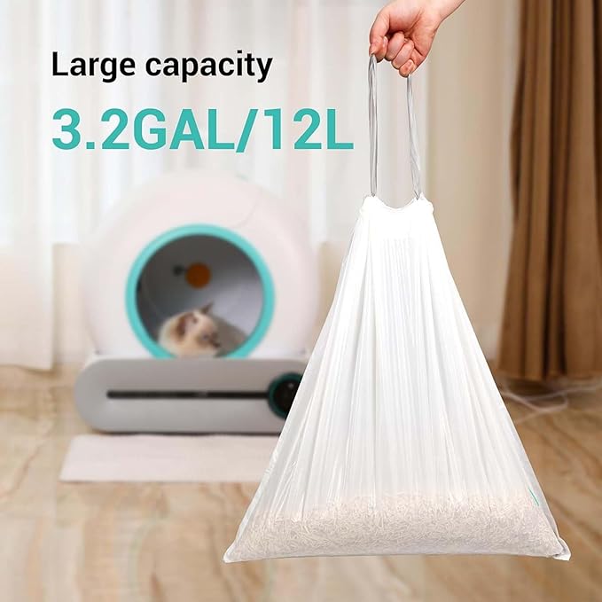 80 Count Waste Bags for Self-Cleaning Cat Litter Box, Replacement Extra Large Cat Litter Box Liners, 4 Rolls Drawstring Trash Bags for Robot, 20 x 18 Inchesļ¼4 Packs/80 Countsļ¼