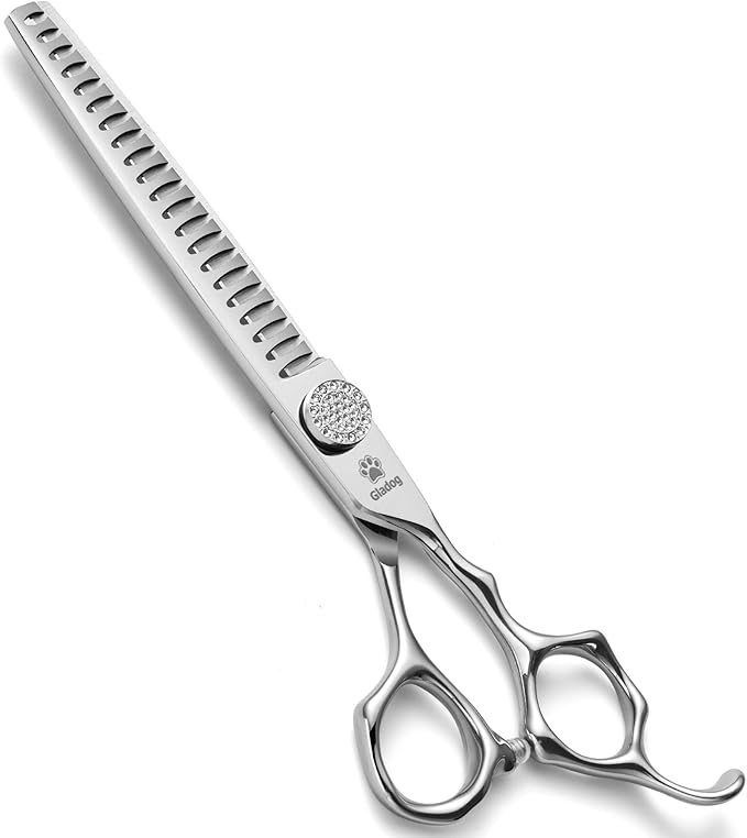 GLADOG 7" Chunkers Dog Grooming Scissors - Premium 9CR Dog Scissors for Grooming with Luxurious Diamond Nut,Ideal Dogs Shears for Reducing Bulk, Dogs Hair Scissor,Cat Scissor