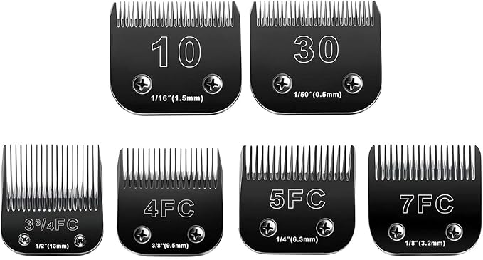 10 Blades Dog Grooming Blades Compatible with Andis/Oster A5/Wahl KM-10 Series Dog Clippers,Detachable Clipper Replacement Blade,Black (6PCS Black-