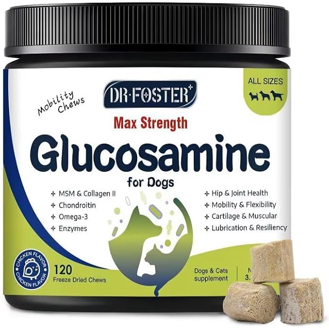 Glucosamine for Dogs, Hip and Joint Supplement for Dogs with Chicken Flavor, Anti Inflammatory, Dog&
