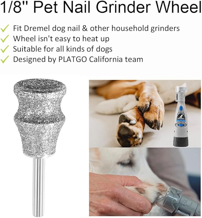 Diamond Dremel Dog Nail Grinder Attachment, Diamond Rotory Bit for Dogs&Pets Nail Care, 1/8&