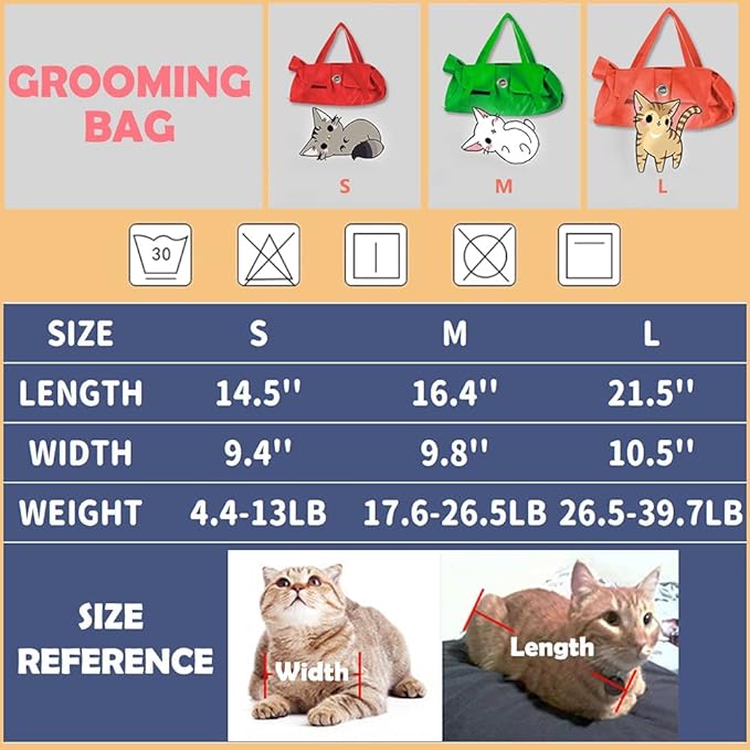 Kukaster Pet Cat’s Restraint Bag for Claw Care Nail Trimming Anti-Scratching Grooming Bag for Cats Medical Examination(Yellow-l