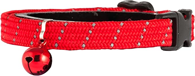 BirdsBeSafeĀ® Break Away Cat Collar with Bell, Reflective Thread for Night Visibility, Comfortable Elastic Stretch Cat Collar to Protect Cat from Getting Stuck in The Garden.
