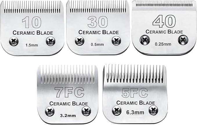 5PCS Dog Grooming Blades Compatible with Andis/Oster A5/Wahl KM Series Dog Clipper Blades Size: