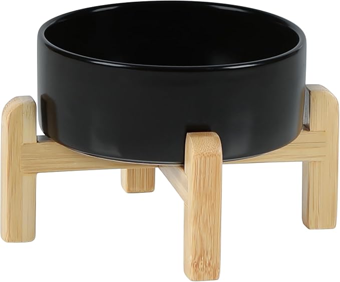 Ceramic Raised Dog and Cat Bowl Set, 2 Heights Elevated Stand, Food and Water Bowl for Small Breed Dogs, Cats, Kitty, Weighted Dog Dishes, Pet Bowls(5.1&