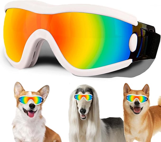 Medium Dog Sunglasses with Adjustable Strap UV Protection, Winproof Puppy Sunglasses, Suitable for Dogs Eyes Protection,Soft Dog Goggles