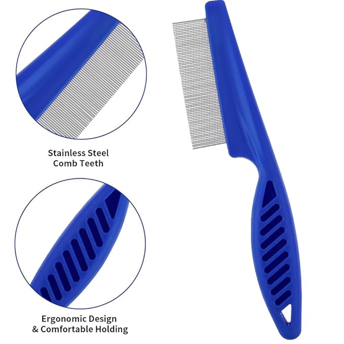 Pet Hair Comb, 2-in-1 Multifunctional Stainless Steel Pet Grooming Comb for Dog and Cat for Flea, Tear Stain Removal, and Dehairing Dogs and Cats&