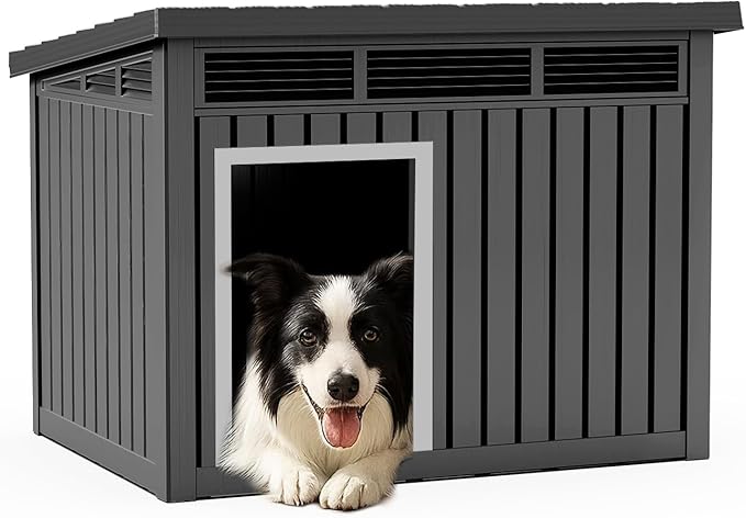 DRATO Dog House for Both Indoor and Outdoor with Weatherproof Roof Removable Floors for Medium to Large Dogs Interior Space (Black, Medium(32.2 * 25.12 * 24.13&