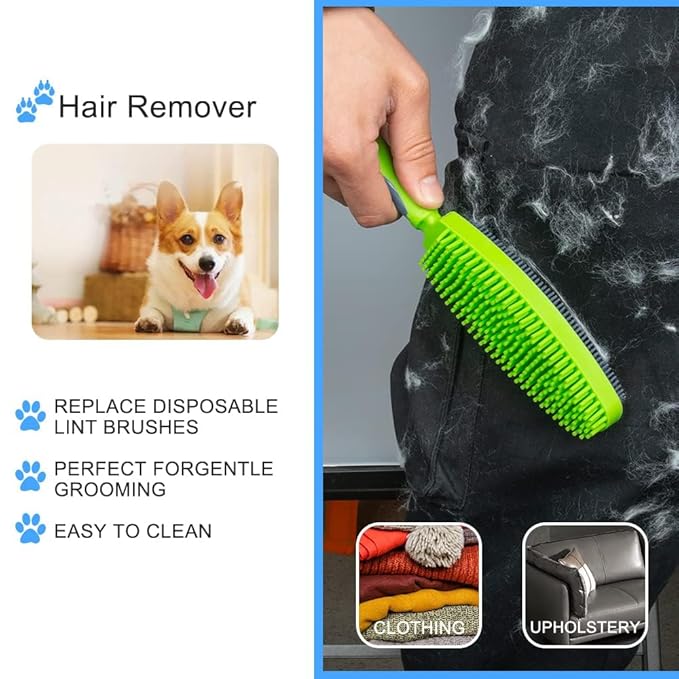 Rubber Pet Hair Removal Brush for Couch Clothes Dog Cat Pet Hair Carpet, Also Used as Dog Cat Bath Brush with Massage Effect(black,orange,green)