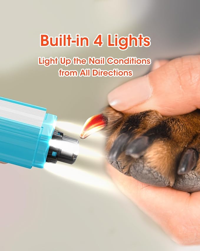 Super Powerful Dog Nail Trimmers and Dog Nail Clippers Combo, Ultra Quiet, 3 Speeds, 4 Bright Lights, with Travel Lock, for Small, Meddium and Large Dogs, Cats and Small Animals