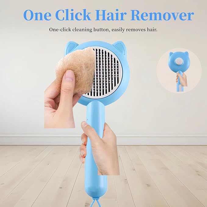 Cat Brush for Shedding,Pet Grooming Tool for Dogs,Cat Hair Brush with Self Cleaning Button for Deshedding, Easy to Removes Loose Fur