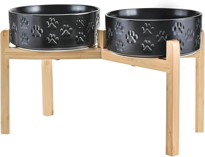 SPUNKYJUNKY Elevated Dog Bowls Ceramic, 8.3&