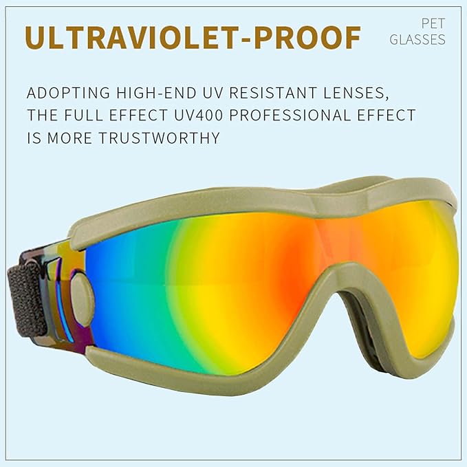 Medium Dog Sunglasses with Adjustable Strap UV Protection, Winproof Puppy Sunglasses, Suitable for Dogs Eyes Protection,Soft Dog Goggles
