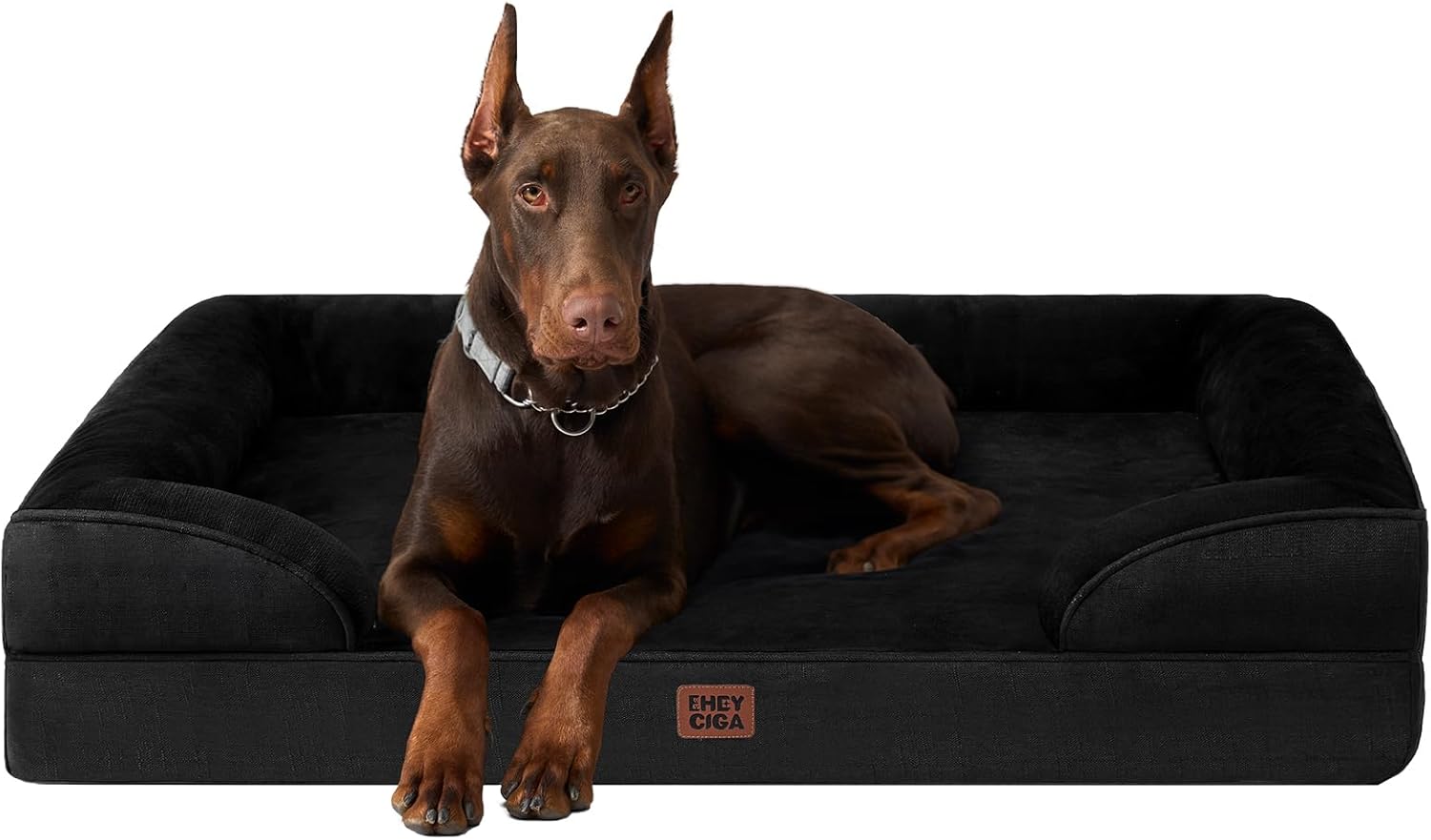 EHEYCIGA Orthopedic Dog Beds for Extra Large Dogs 44x32Inch, Waterproof Memory Foam XL Pet Bed with Sides, Non-Slip and Egg-Crate Foam Big Dog Couch Bed with Washable Removable Cover, Grey
