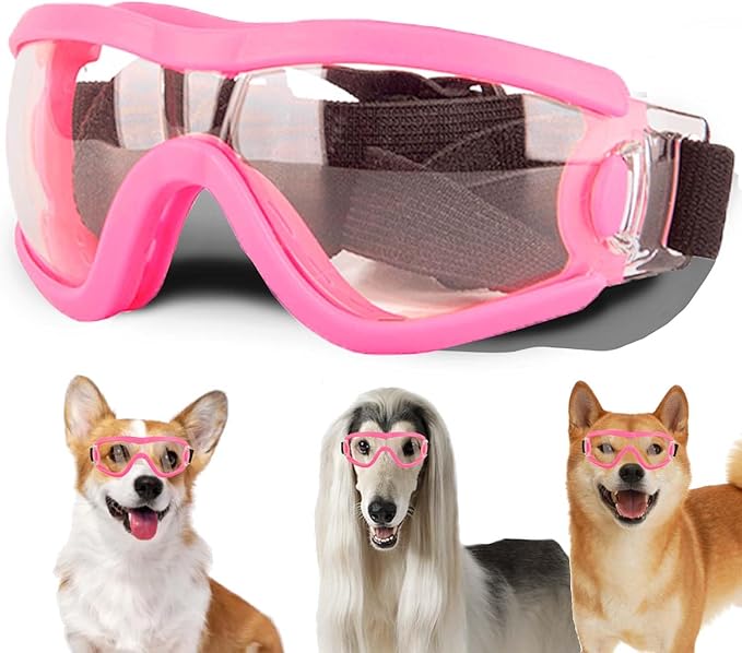 Medium Dog Sunglasses with Adjustable Strap UV Protection, Winproof Puppy Sunglasses, Suitable for Dogs Eyes Protection,Soft Dog Goggles