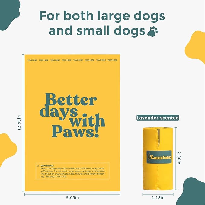 Dog Poop Bags Rolls Biodegradable 100% Leak Proof Thickened Waste Bags - 600 Count 40 Rolls - Cornstarch Based Doggie Poop Bag for Small and Big Dogs(Lavender)