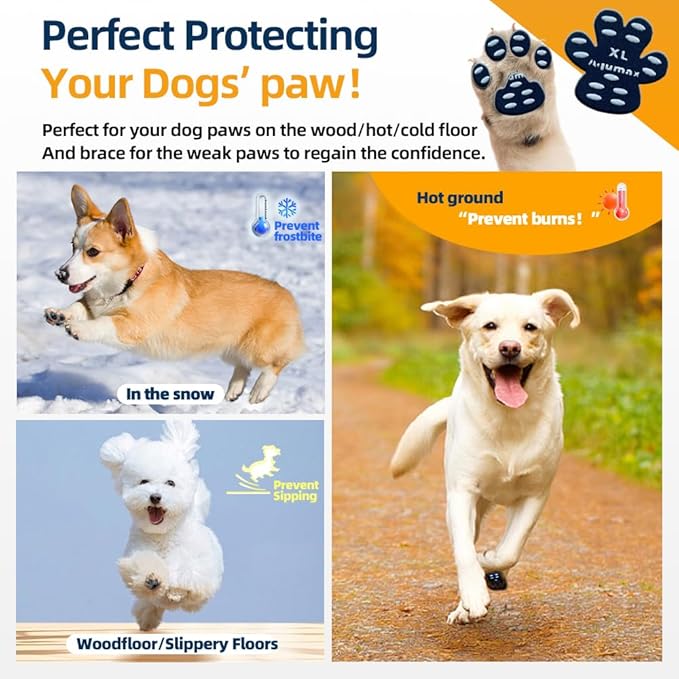 Dog Paw Protector Anti-Slip Pads,Toe Grips for Senior Dogs,Paw Grips Traction Pads for Slippery Hardwood Floors,Essentials for Senior Dogs,12 Sets (48 pcs) XL Black