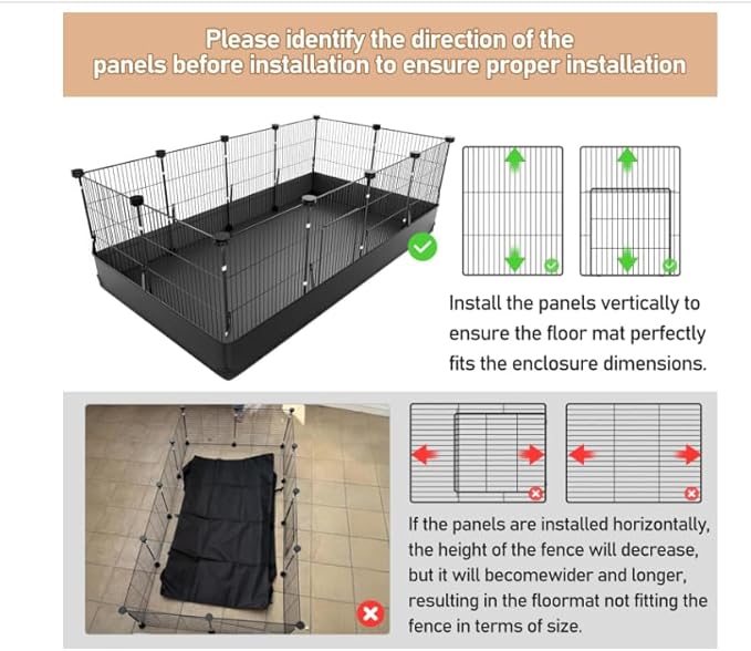 Tresbro Guinea Pig Cage with Waterproof PVC Bottom Liner & One-Hand Release Hook, Triple Fixing C&C Cage for Guinea Pigs, Bunny, Rabbit, Hedgehog, Small Animal Indoor Playpen 48&